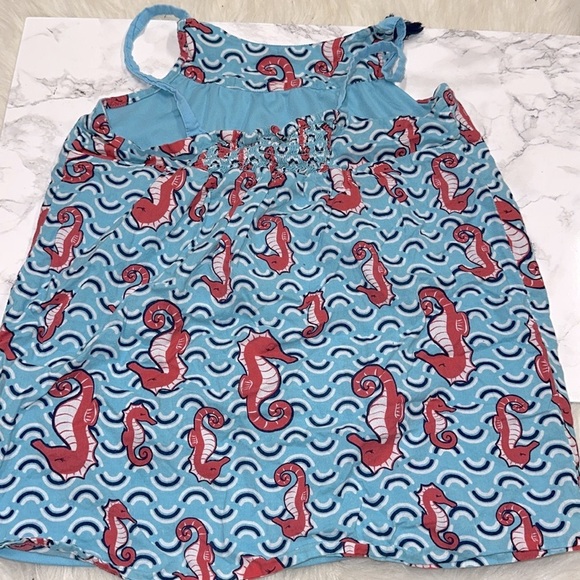 Girls Blue and Red Seahorse Print Top size large - Picture 5 of 6